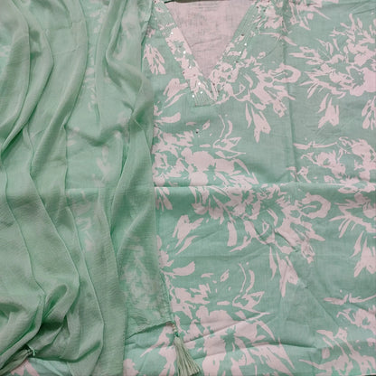 Sea green printed pure cotton salwar material mr252916-Neidhal