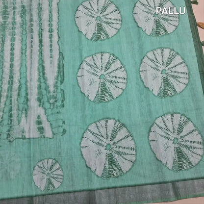 Sea green shibori printed fancy linen saree ns215-Neidhal