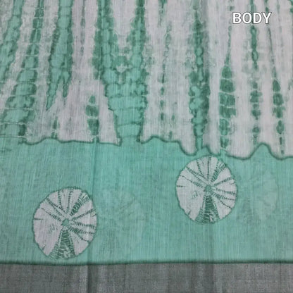 Sea green shibori printed fancy linen saree ns215-Neidhal