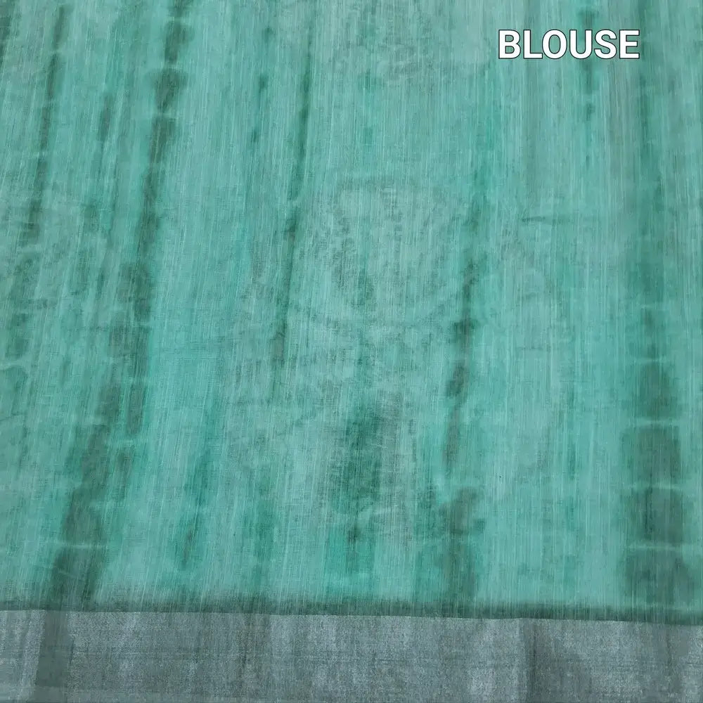 Sea green shibori printed fancy linen saree ns215-Neidhal