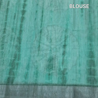 Sea green shibori printed fancy linen saree ns215-Neidhal