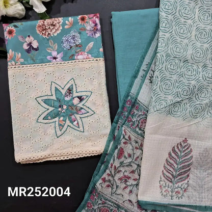 Shop Blue Satin Cotton Salwar Material – Schiffli & Applique Work