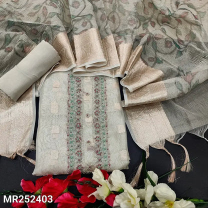 Silver grey tissue organza salwar material mr252403-Neidhal