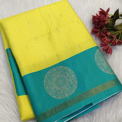 Sunshine yellow fancy chappa silk saree ns193-Neidhal