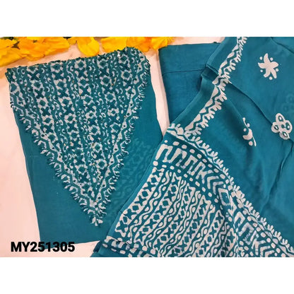 Teal blue batik crepe georgette salwar material my251305-Neidhal