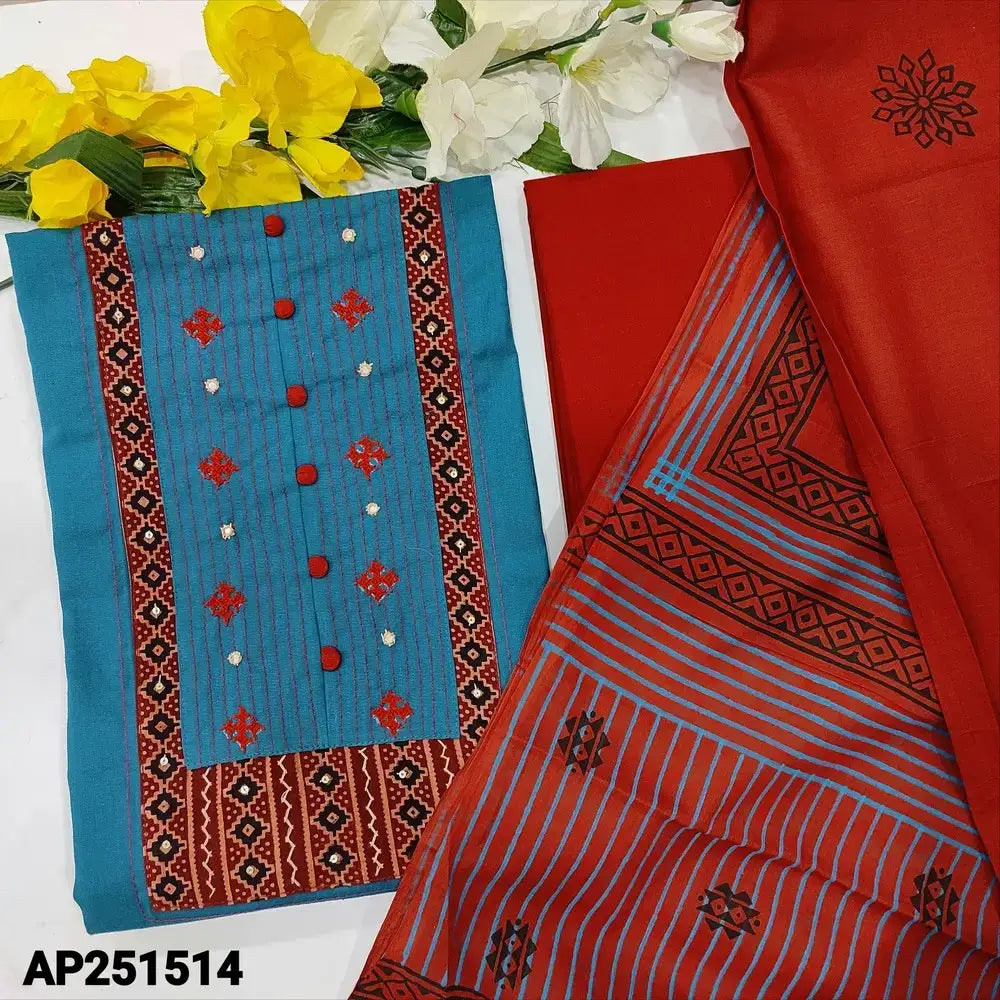 Teal blue cotton salwar material ap251514-Neidhal