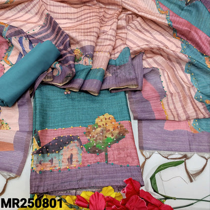 Teal blue digital printed jute silk salwar material mr250801-Neidhal
