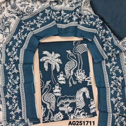 Teal blue digital printed satin cotton salwar material ag251711 Neidhal