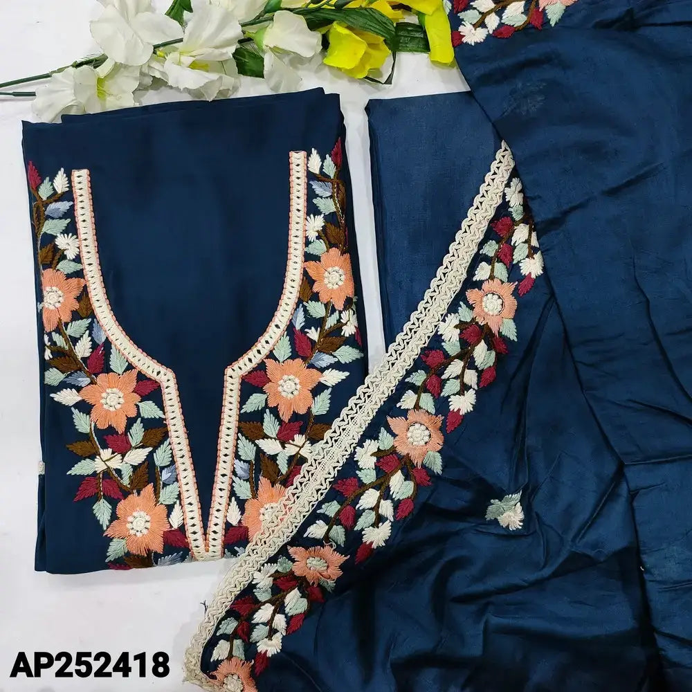 Teal blue fancy silk cotton salwar material ap252418-Neidhal