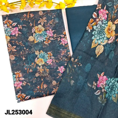 Teal blue floral printed fancy kota silk cotton salwar material jl253004-Neidhal