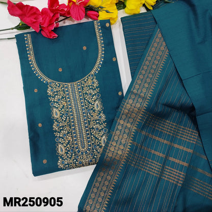 Teal blue handloom cotton salwar material mr250905-Neidhal