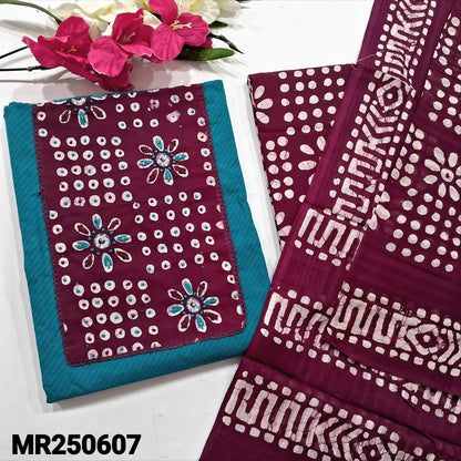 Teal Blue Jakard Cotton Salwar Material - Batik Dyed Set | Neidhal