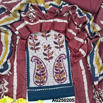 Teal blue jam cotton salwar material ag250205-Neidhal