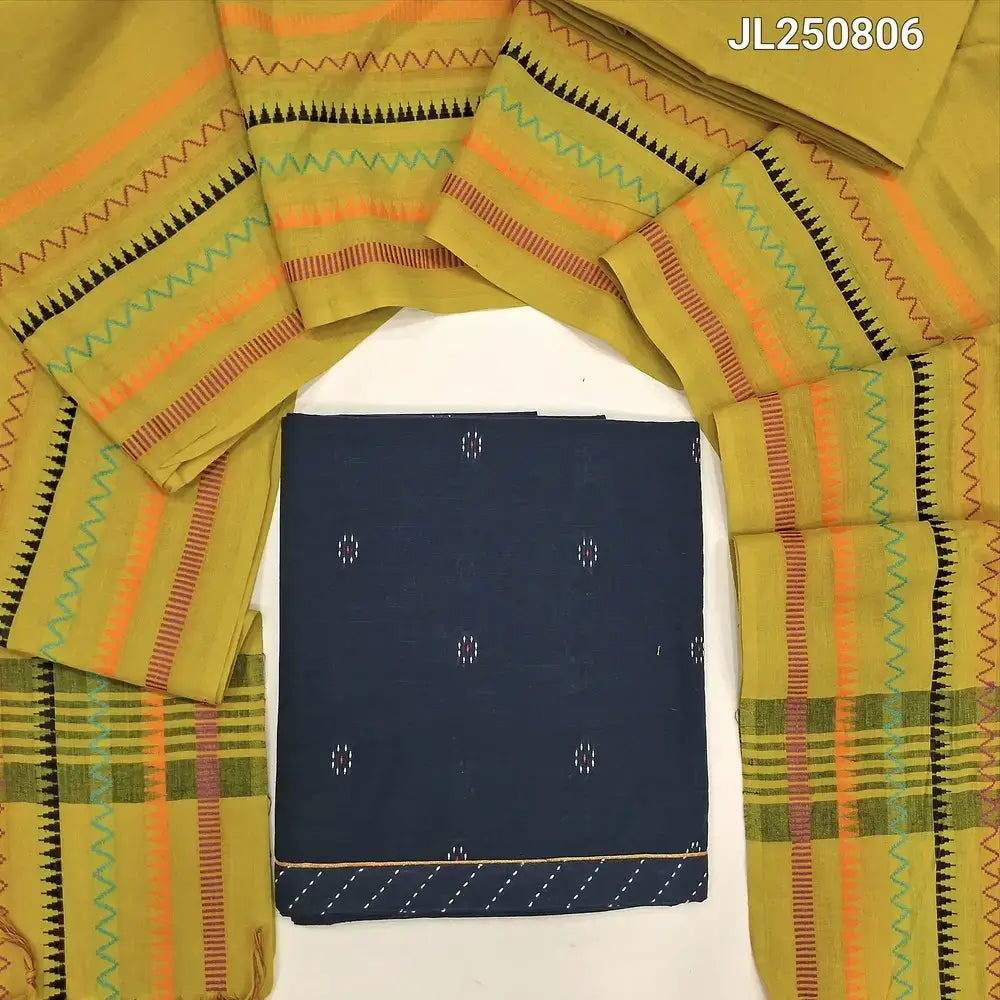 Teal blue premium handloom cotton salwar material jl250806-Neidhal