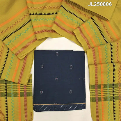 Teal blue premium handloom cotton salwar material jl250806-Neidhal