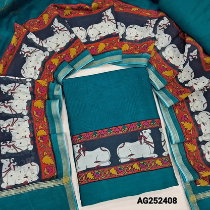 Teal blue pure maheshwari silk salwar material ag252408 Neidhal