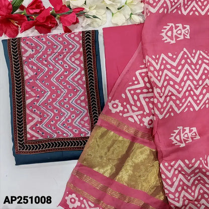 Teal blue satin cotton salwar material ap251008-Neidhal