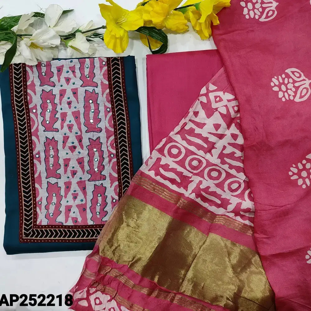 Teal blue satin cotton salwar material ap252218-Neidhal