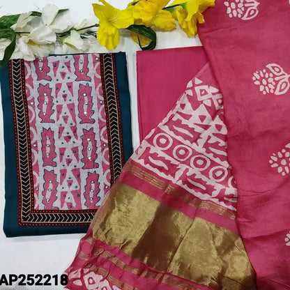 Teal blue satin cotton salwar material ap252218-Neidhal