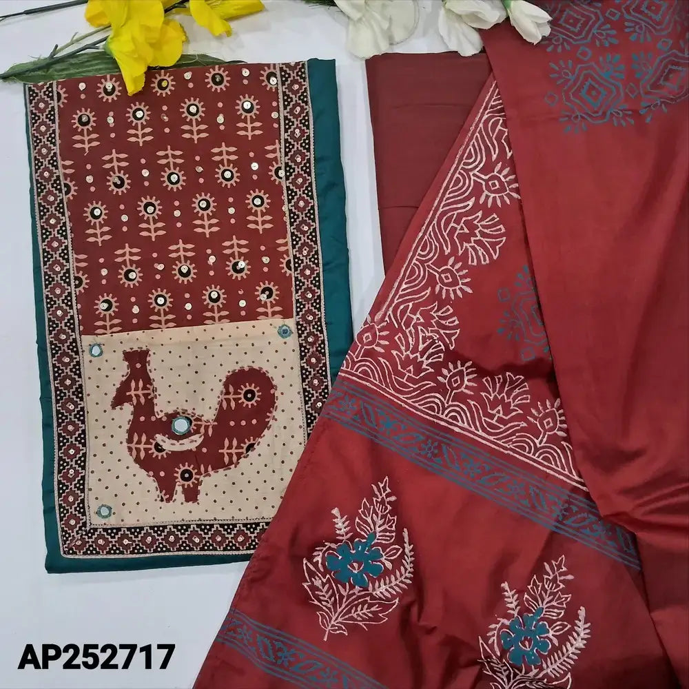 Teal blue satin cotton salwar material ap252717-Neidhal