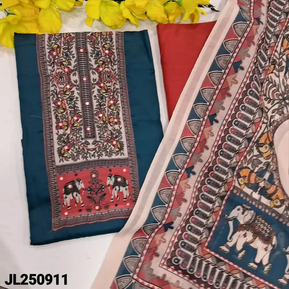 Teal blue satin cotton salwar material jl250911-Neidhal