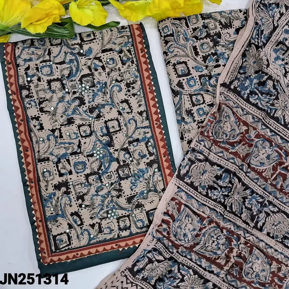 Teal blue satin cotton salwar material jn251314-Neidhal