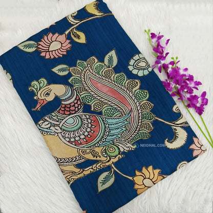 Teal blue semi jute silk saree ns32-Neidhal