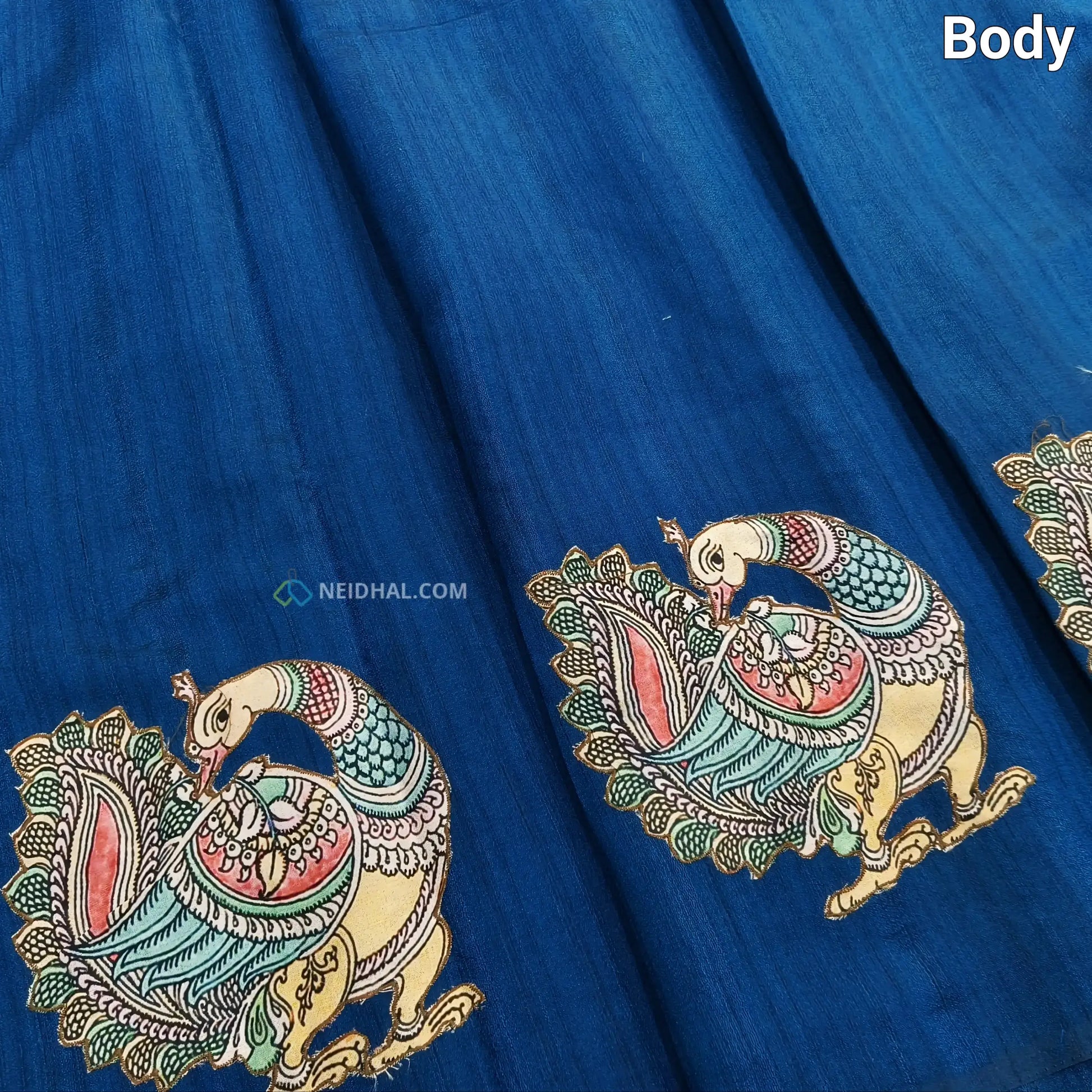 Teal blue semi jute silk saree ns32-Neidhal