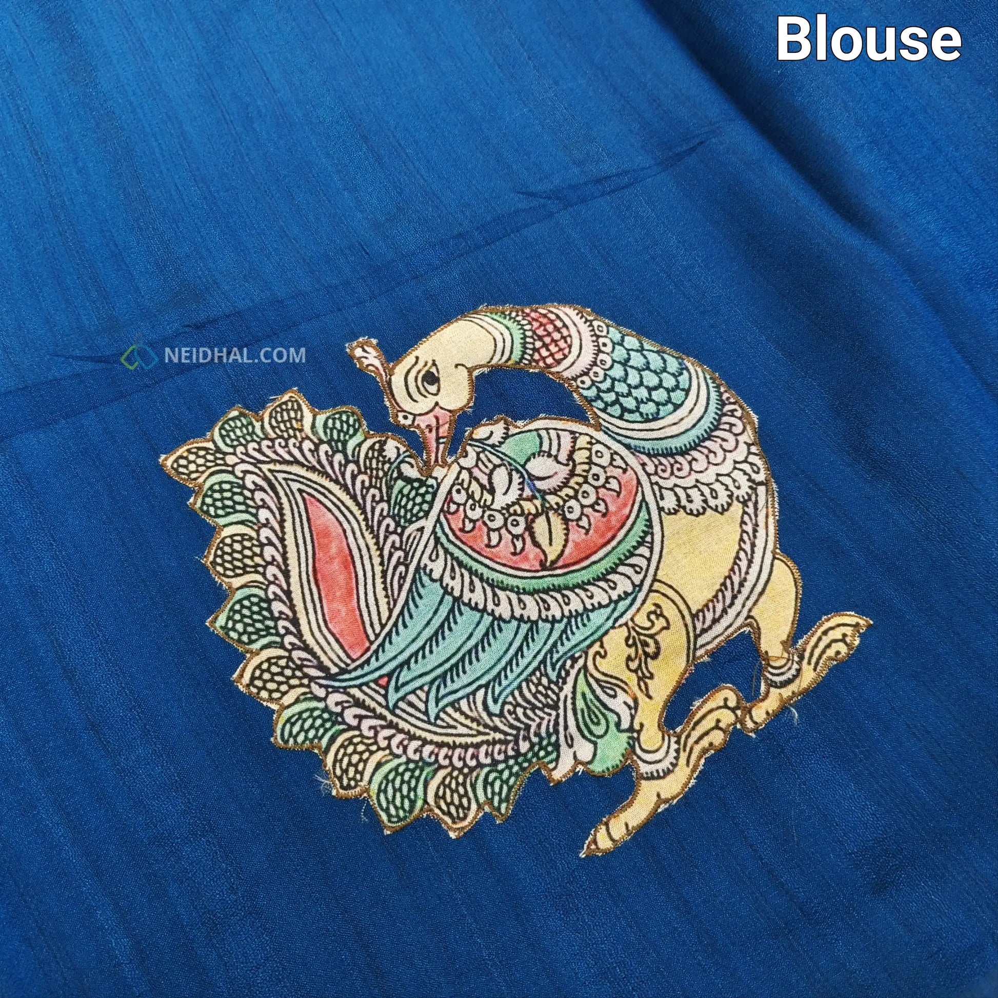 Teal blue semi jute silk saree ns32-Neidhal