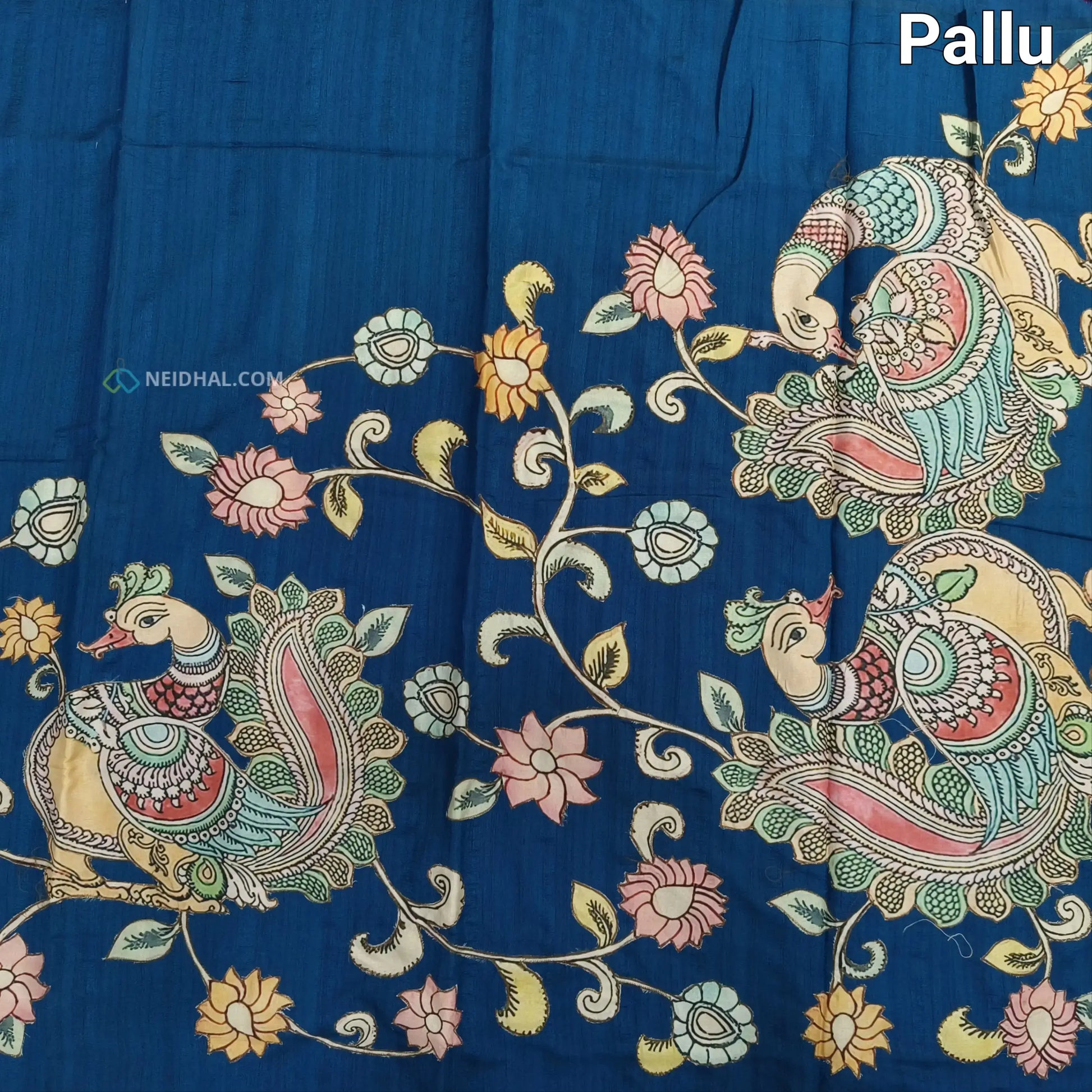 Teal blue semi jute silk saree ns32-Neidhal