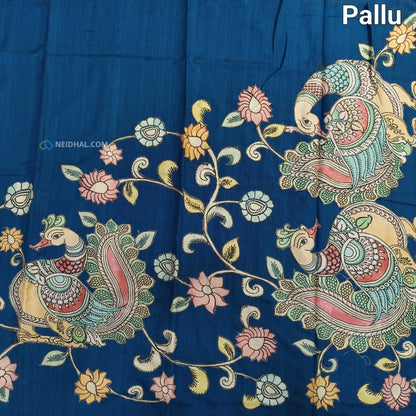 Teal blue semi jute silk saree ns32-Neidhal