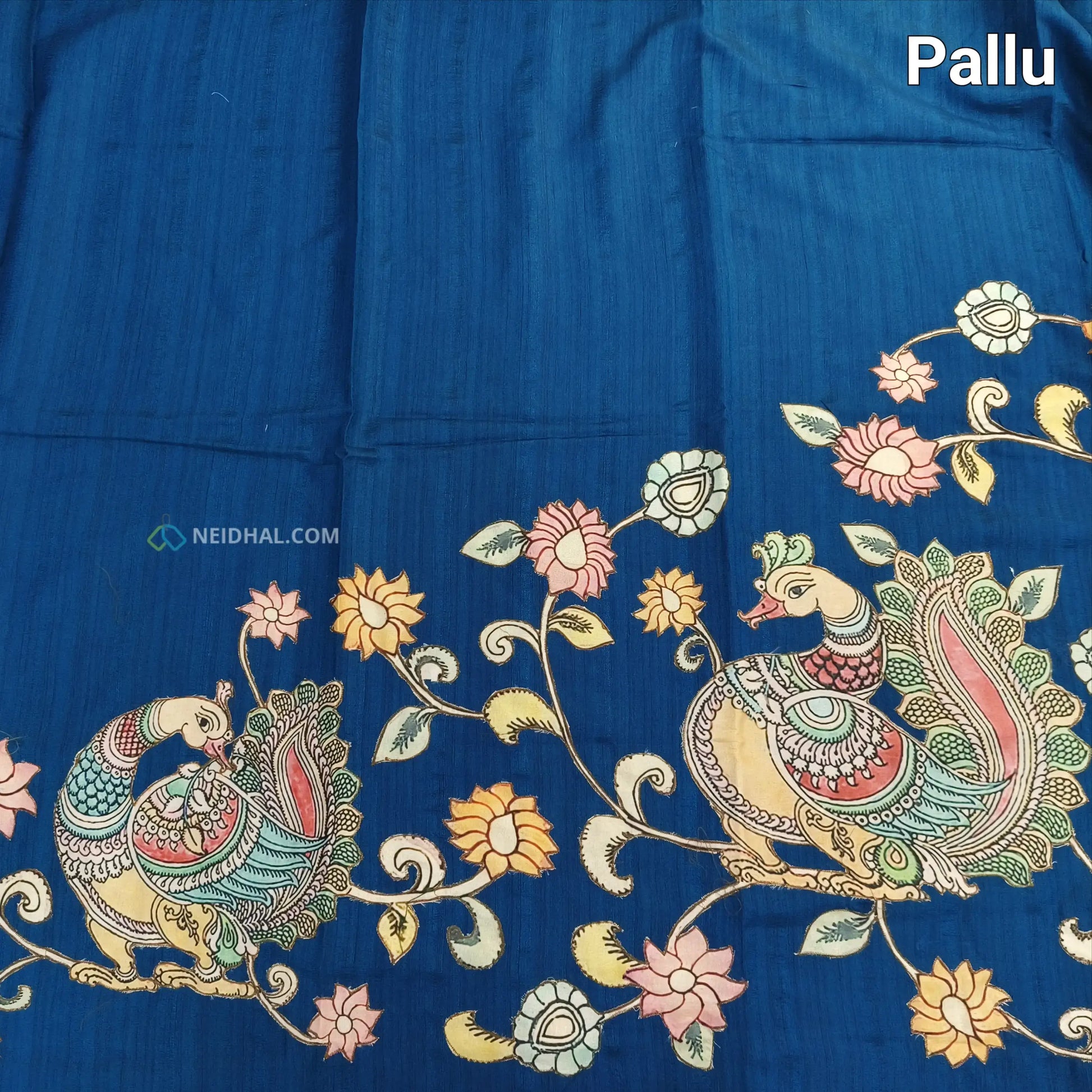 Teal blue semi jute silk saree ns32-Neidhal