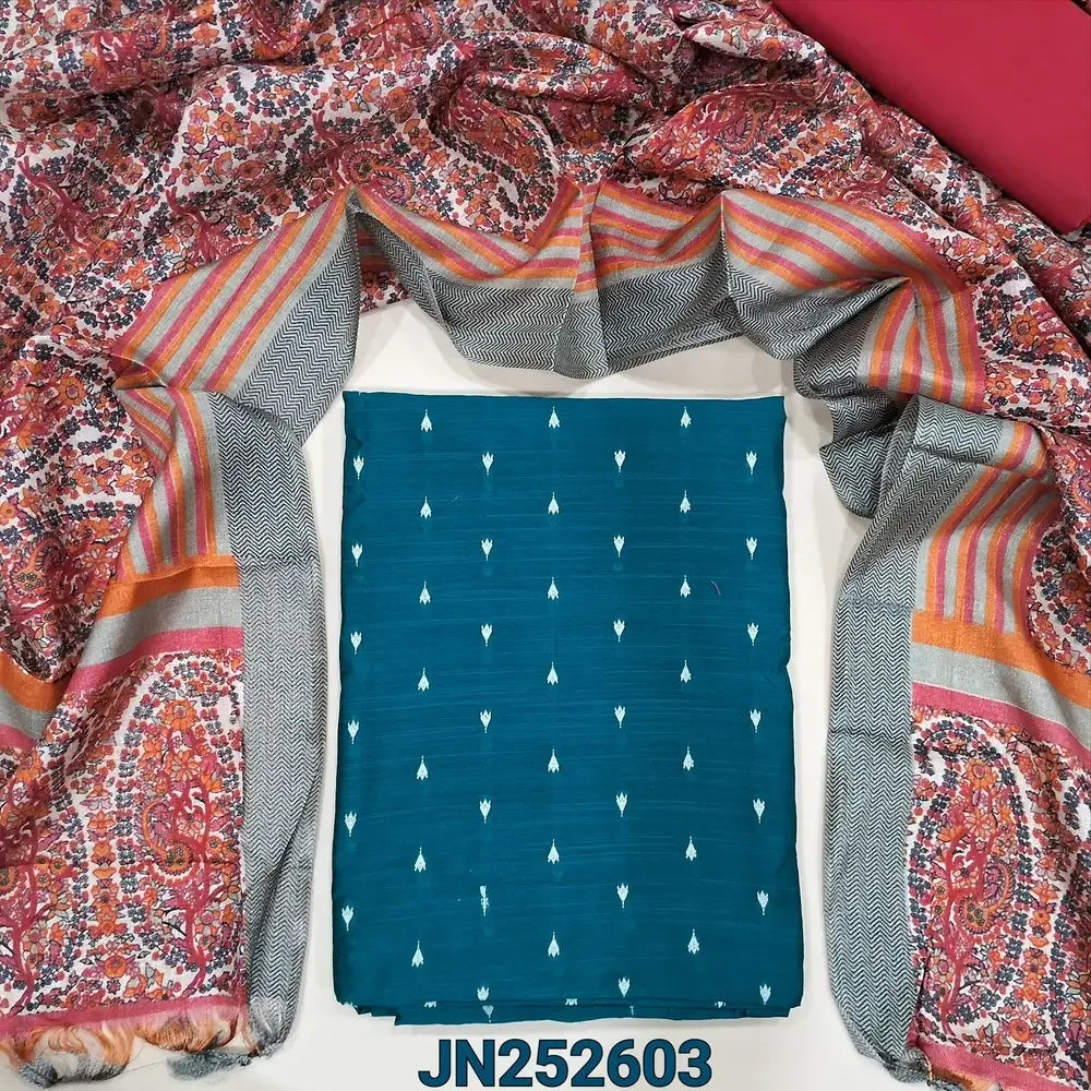 Teal blue slub silk cotton salwar material jn252603-Neidhal