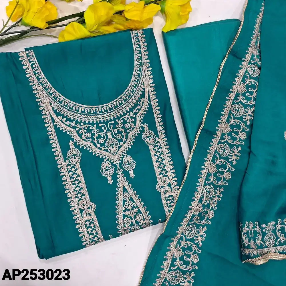 Teal blue soft silk cotton salwar material ap253023-Neidhal
