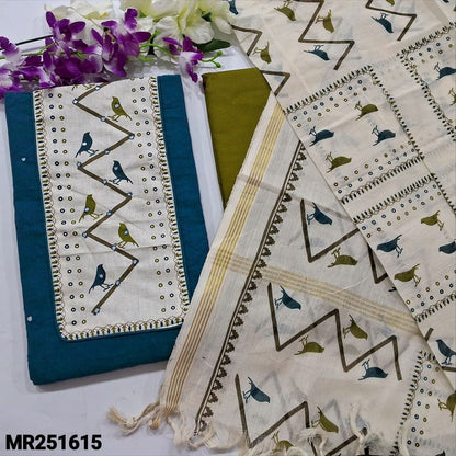 Teal blue south handloom cotton salwar material mr251615-Neidhal