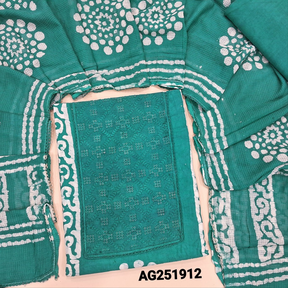 Teal blue wax batik dyed pure cotton salwar material ag251912 Neidhal