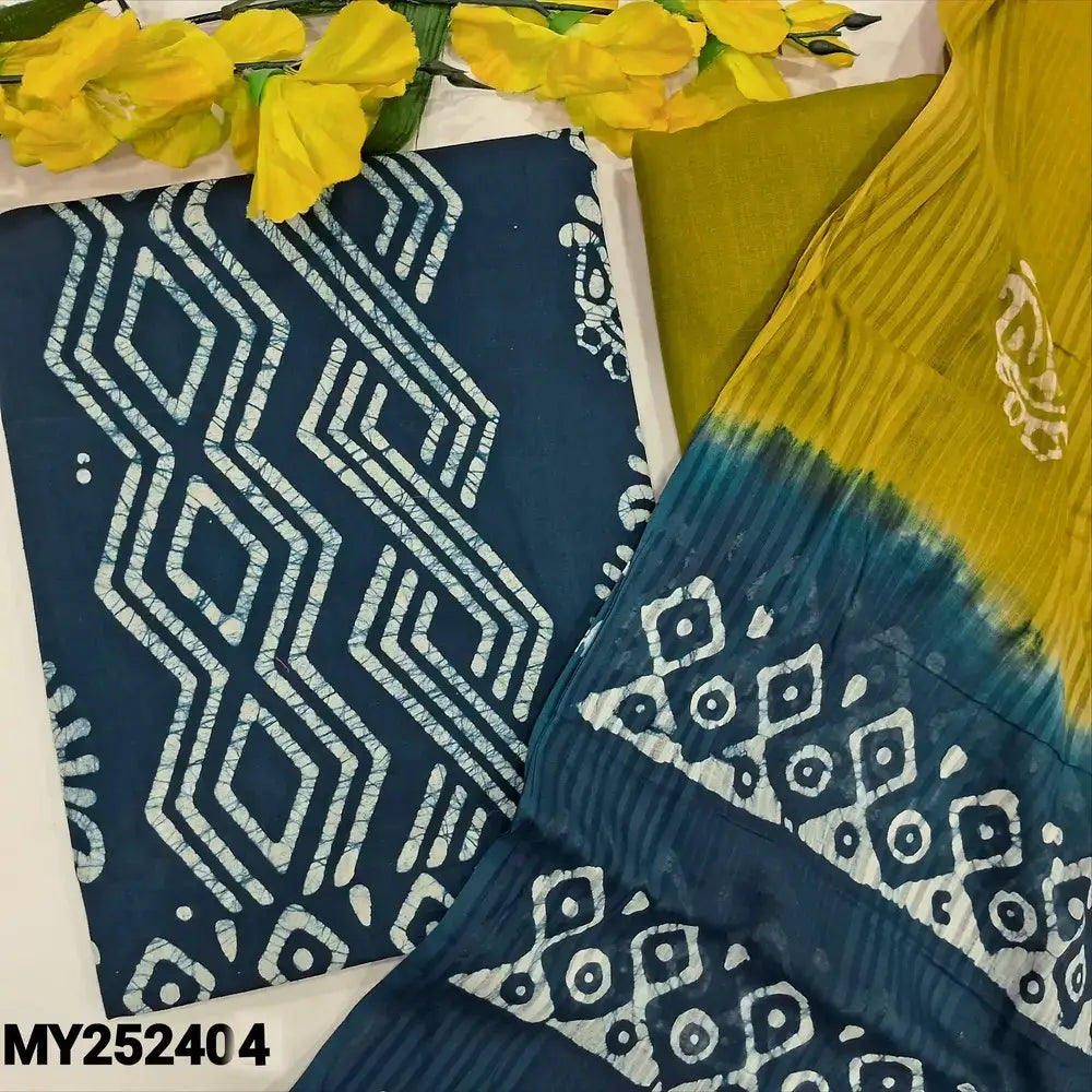 Teal blue wax batik soft cotton salwar material my252404-Neidhal