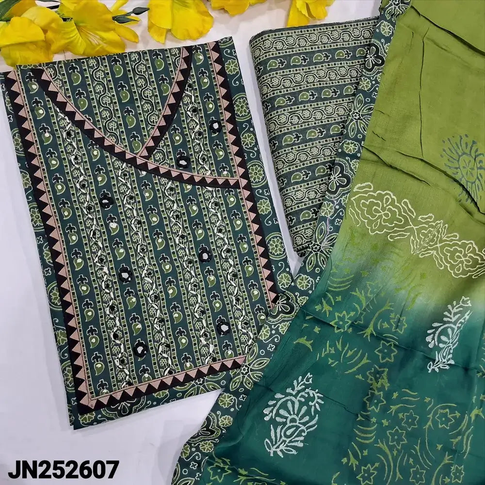 Teal green ajrak printed cotton salwar material jn252607-Neidhal