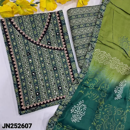 Teal green ajrak printed cotton salwar material jn252607-Neidhal