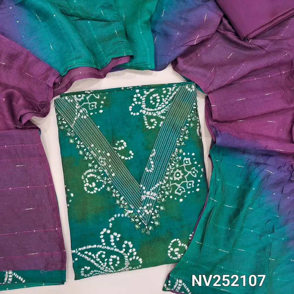 teal green and green tint bandhini printed modal maslin silk salwar material nv252107-Neidhal