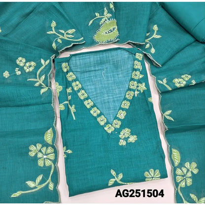 Teal green designer digital printed pure linen salwar material ag251504-Neidhal