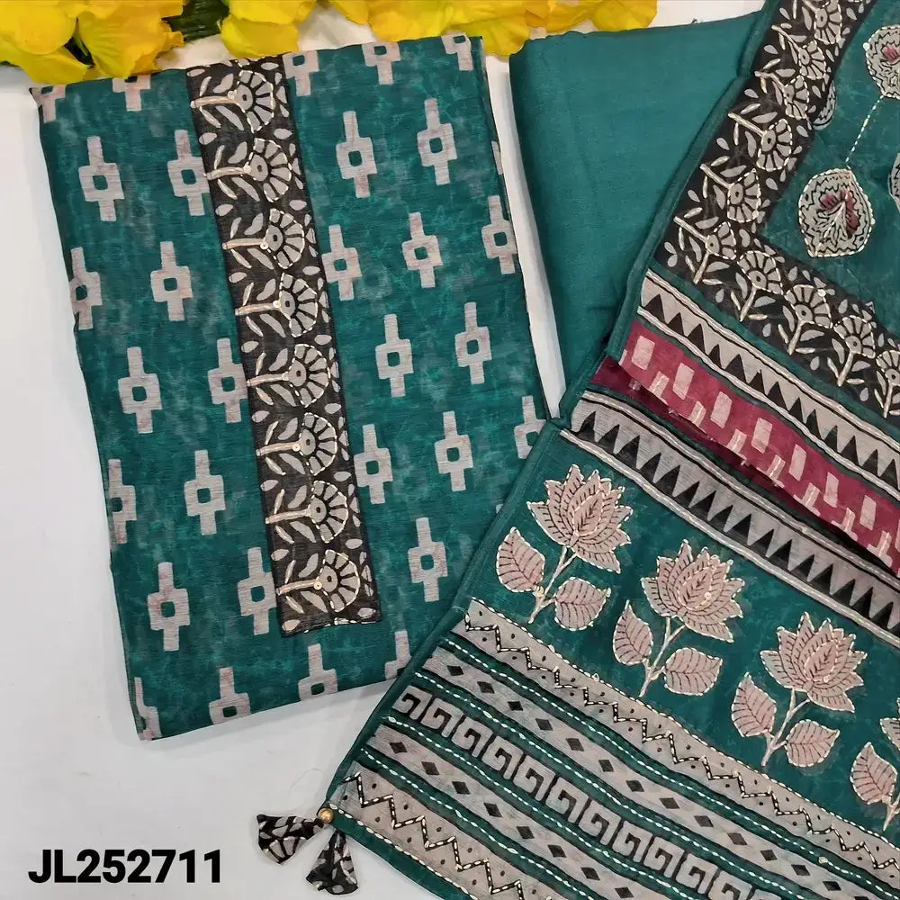 Teal green digital printed silk cotton salwar material jl252711-Neidhal