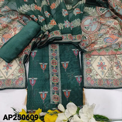 Teal green digital printed silk cotton salwar material ap250609-Neidhal