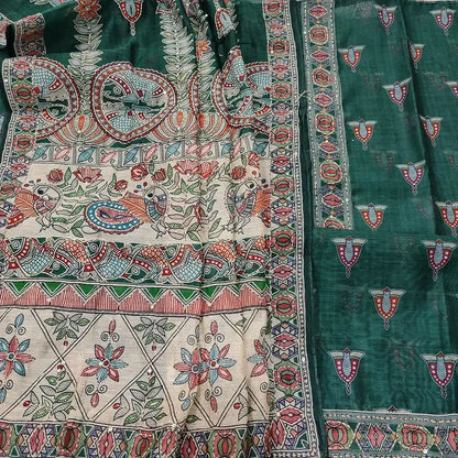 Teal green digital printed silk cotton salwar material ap250609-Neidhal