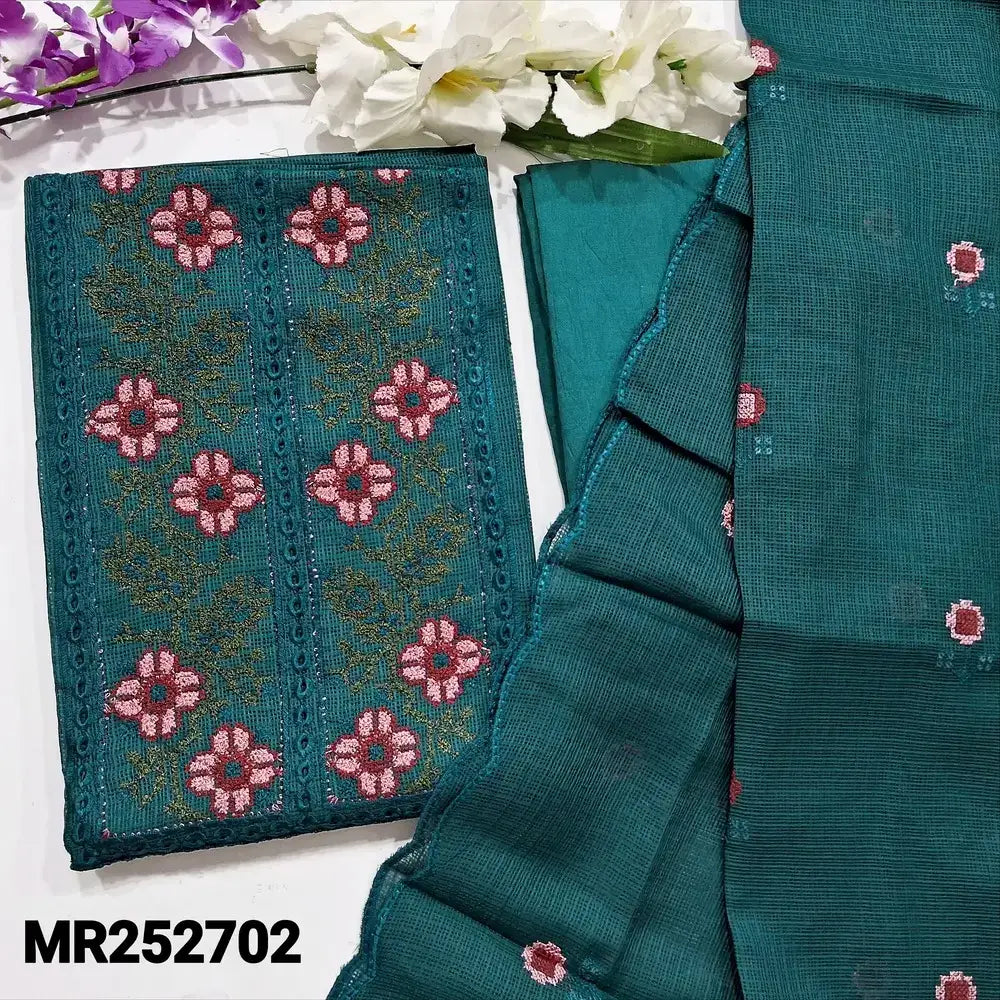 Teal green fancy kota silk cotton salwar material mr252702-Neidhal