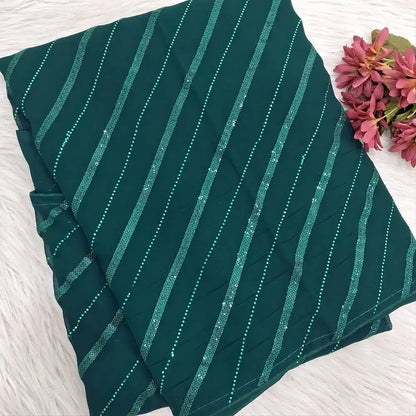 Teal green georgette saree ws1078-Neidhal