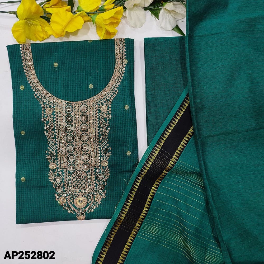 Teal green handloom cotton salwar material ap252802-Neidhal