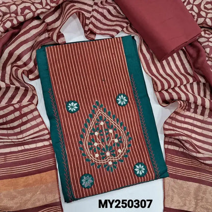 Teal green satin cotton salwar material my250307-Neidhal