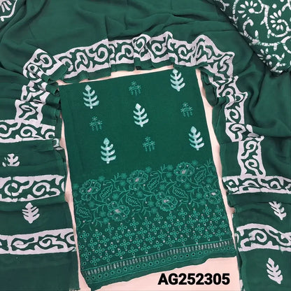 Teal green wax batik pure crepe georgette salwar material ag252305 Neidhal