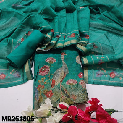 Turquoise blue digital printed silk cotton salwar material mr251805-Neidhal
